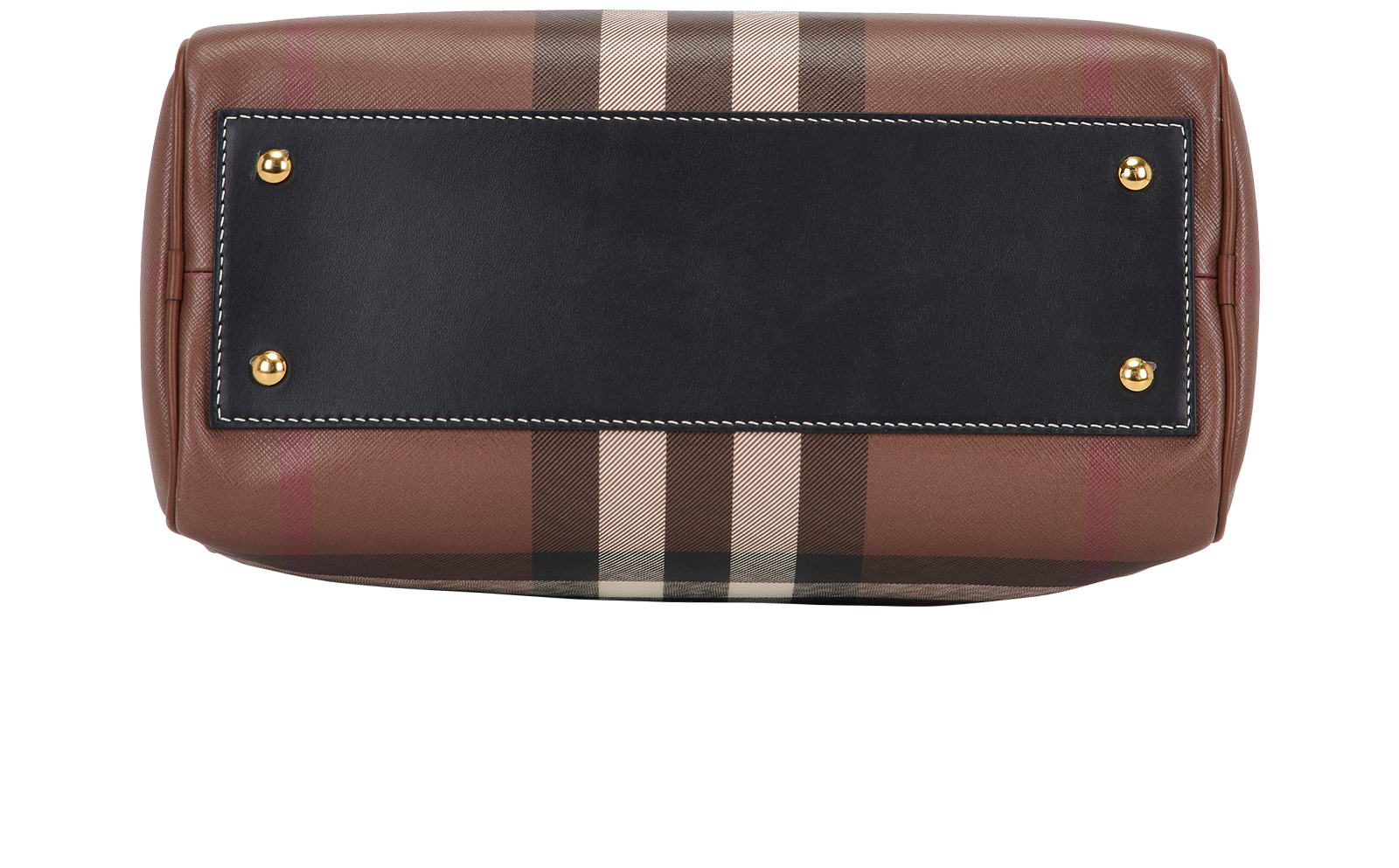 Medium Check Bowling Bag, &pound;650, Handbags, Brown, Canvas, Top view